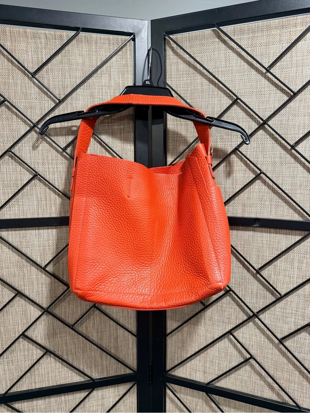 Furla Vibrant Blood Orange Pebbled Leather Hobo Bag - *LIKE NEW*
